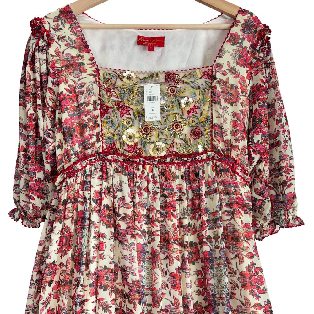 NWT Anthropologie Bhanuni Cottagecore Embroidered Sequin Floral Maxi Dress 8 - Picture 3 of 12
